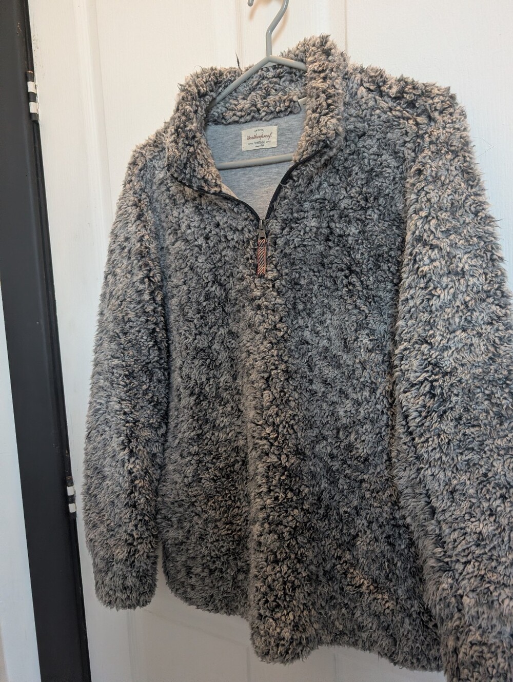 Original Vintage Weatherproof Women's Plush Sherpa Zip-Up Sweater - Gray